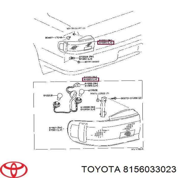 8156033023 Toyota piloto posterior izquierdo