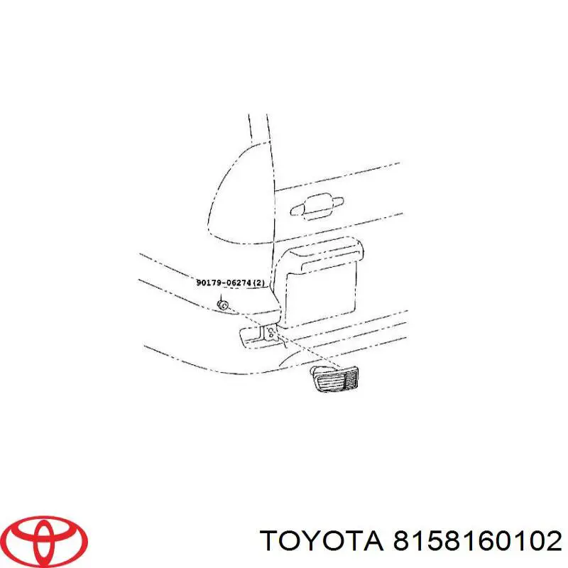 8158160102 Toyota faro antiniebla trasero derecho