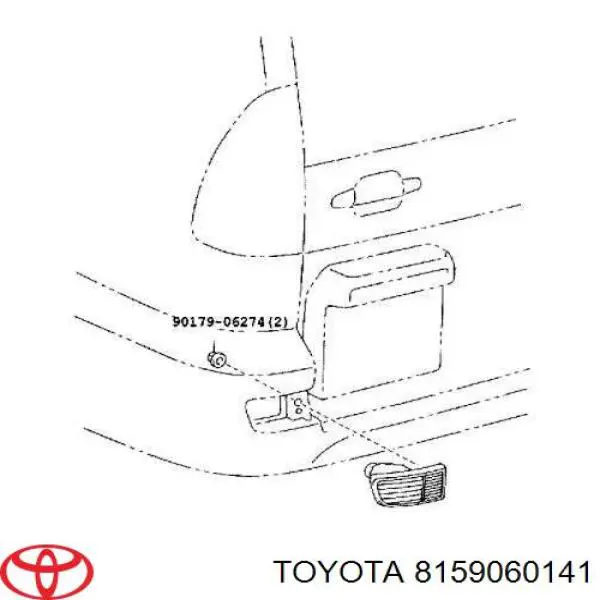 8159060141 Toyota Reflector, paragolpes trasero, izquierdo