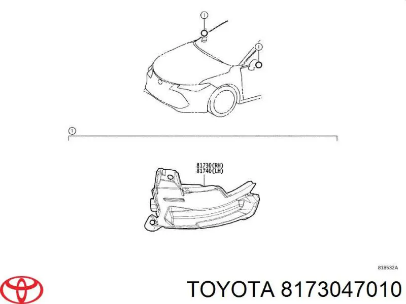 Luz intermitente de retrovisor exterior derecho para Toyota Prius (ZVW5)
