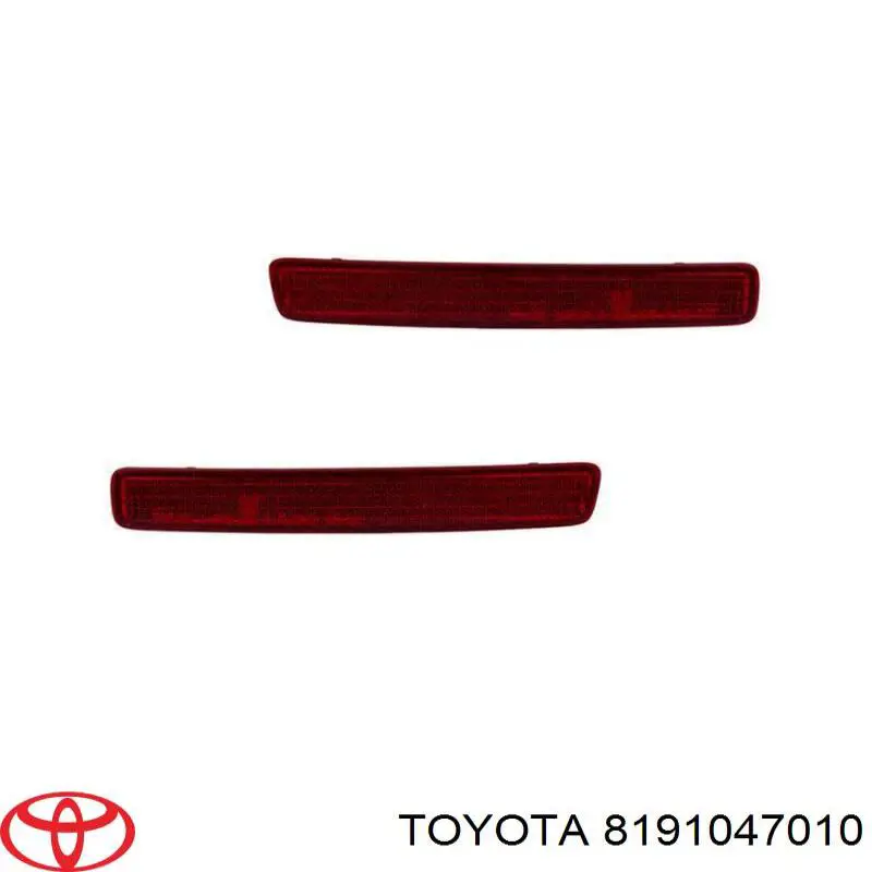 8191047010 Toyota reflector, parachoques trasero, derecho