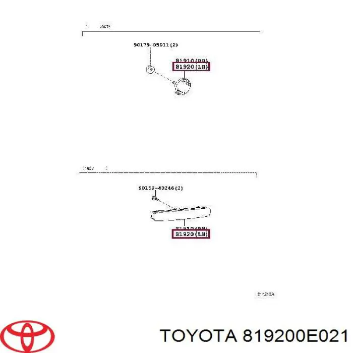 819200E021 Toyota piloto parachoques trasero izquierdo