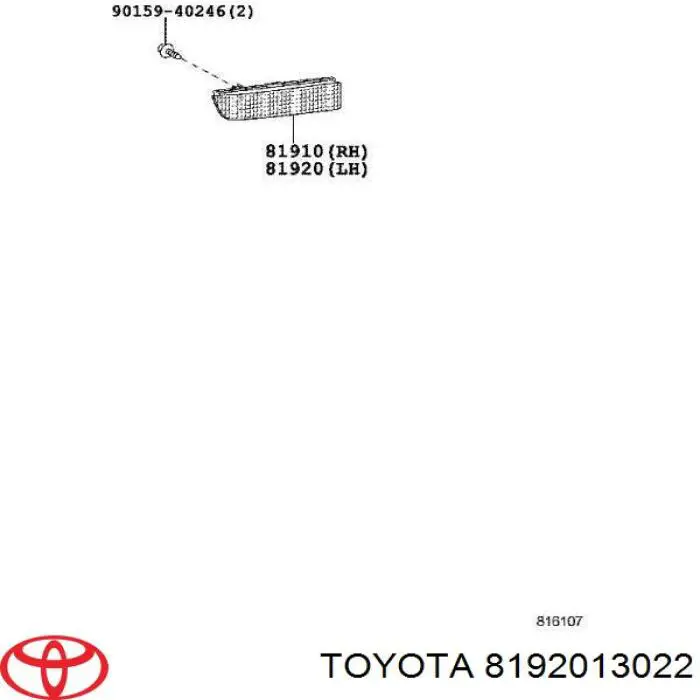 8192013022 Toyota reflector, parachoques trasero, izquierdo