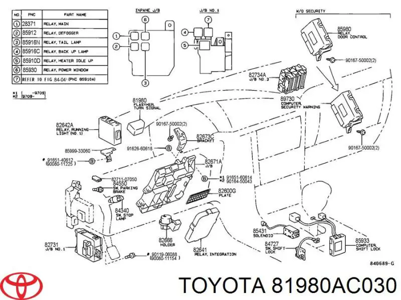 Módulo de intermitentes Toyota 81980AC030
