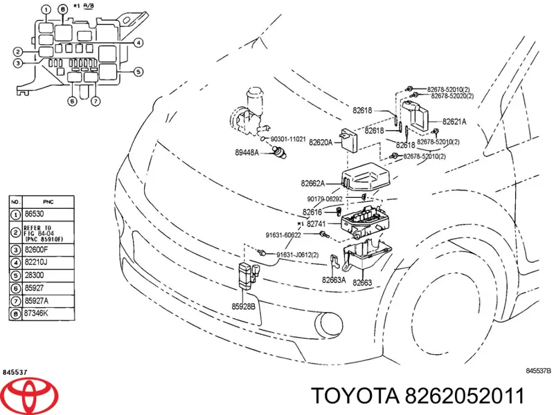 Caja fusibles Toyota 8262052011 precio, desde 85,44 EUR