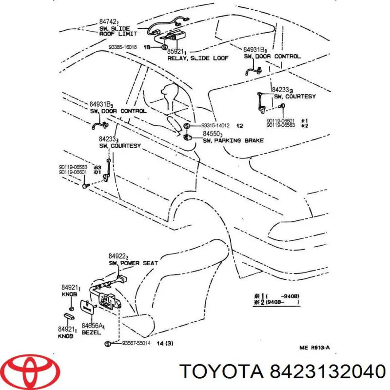 Sensor, Interruptor de contacto eléctrico Toyota 8423132040