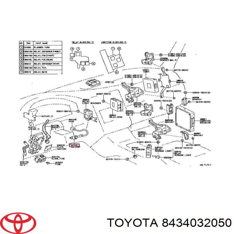 Interruptor de luz de freno 8434032050 Toyota