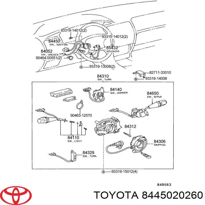 Conmutador de encendido para Toyota Corolla  