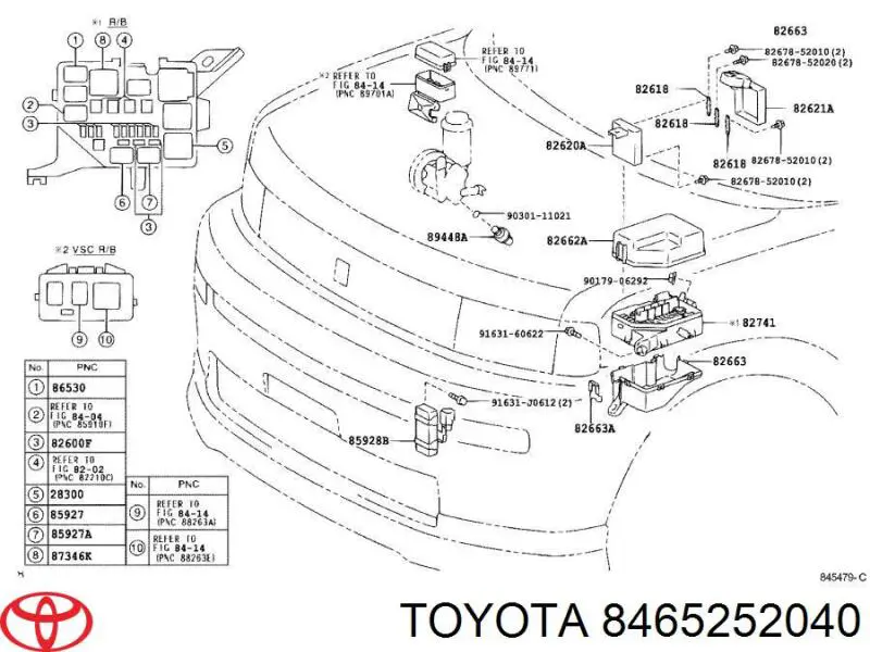 8465252040 Toyota conmutador en la columna de dirección derecho