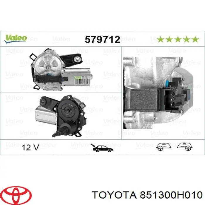 851300H010 Toyota motor limpiaparabrisas luna trasera