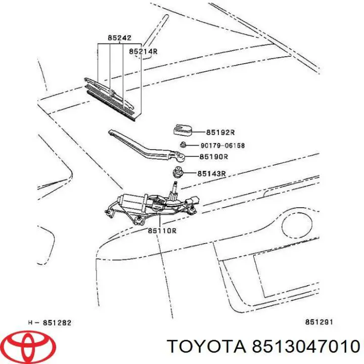 8513047010 Toyota motor limpiaparabrisas luna trasera