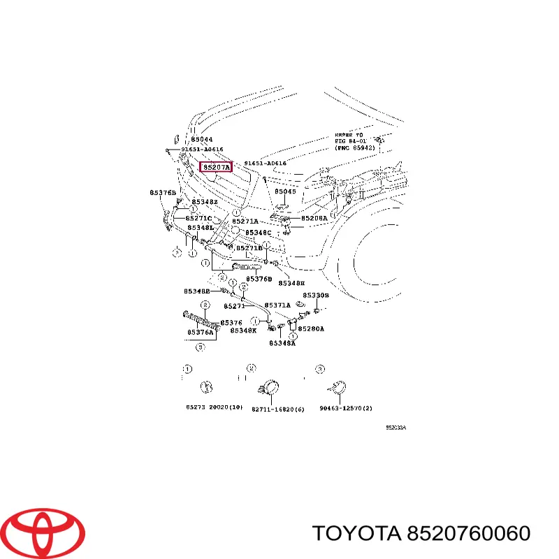 8520760060 Toyota Boquilla lavafaros delantera derecha