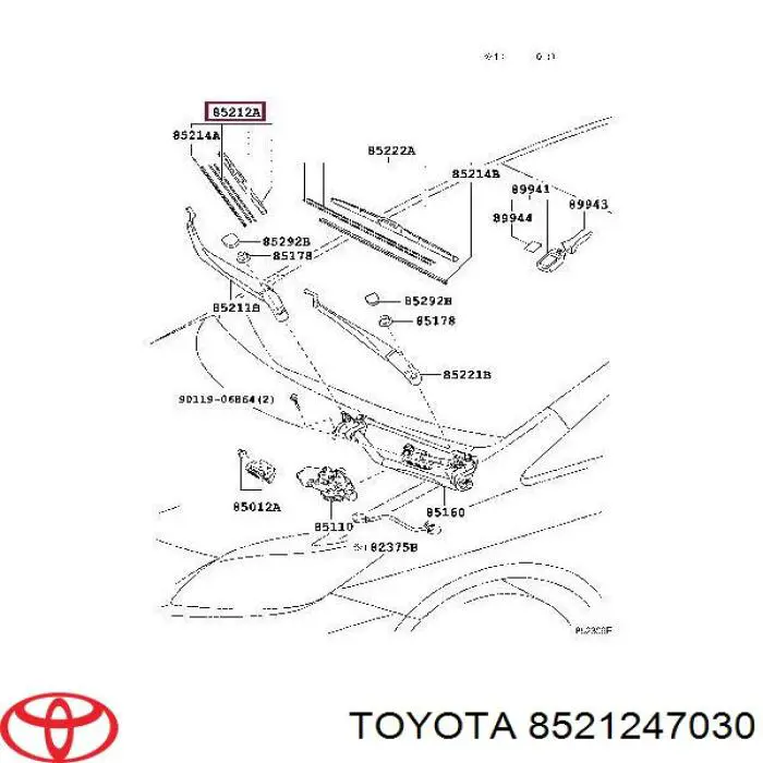 8521247030 Toyota limpiaparabrisas de luna delantera copiloto