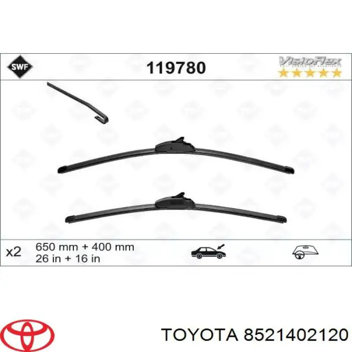 Goma del limpiaparabrisas luna trasera para Toyota Corolla (E12U)