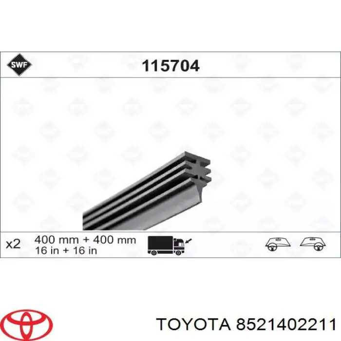 Goma del limpiaparabrisas lado copiloto para Toyota Corolla (E12U)