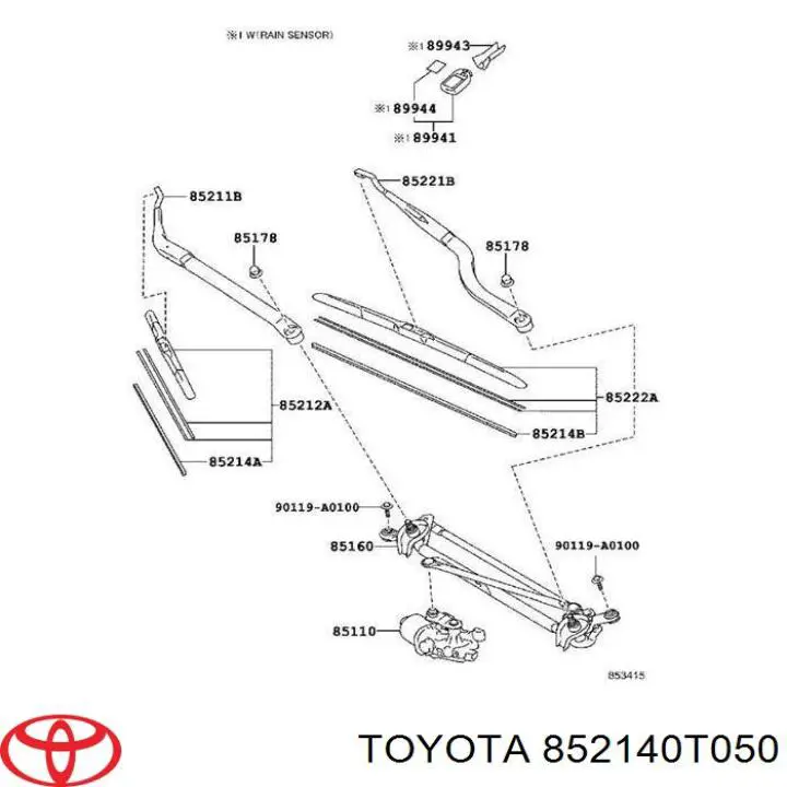852140T050 Toyota Goma de la escobilla del limpiaparabrisas del lado del conductor