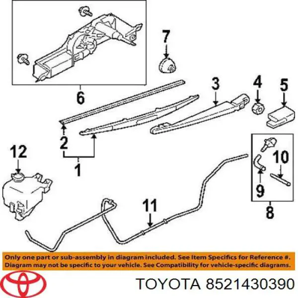 Comprar 8521430390 Toyota Goma del limpiaparabrisas lado pasajero