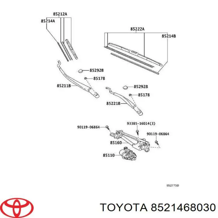 8521468030 Toyota goma del limpiaparabrisas lado copiloto