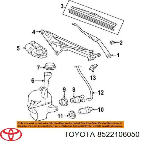 Brazo del limpiaparabrisas, lavado de parabrisas, luna delantera para Toyota Camry (V40)