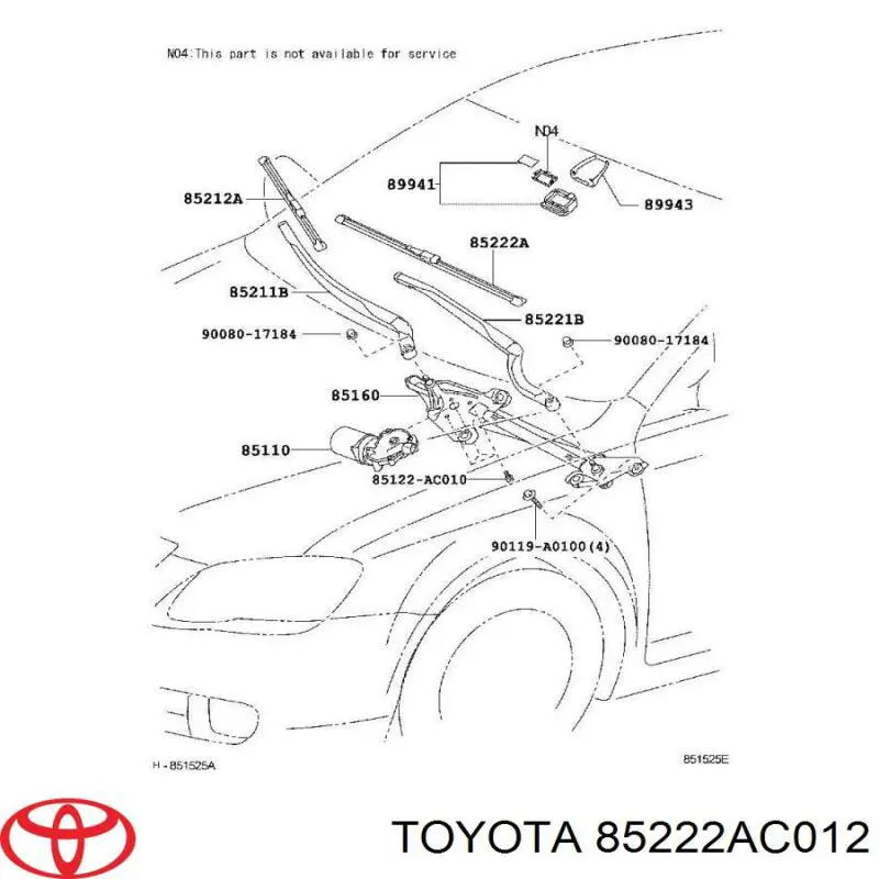 85222AC011 Toyota limpiaparabrisas de luna delantera conductor