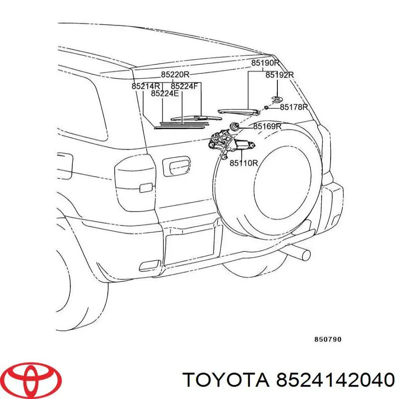 Brazo del limpiaparabrisas, luna trasera para Toyota RAV4 (XA2)