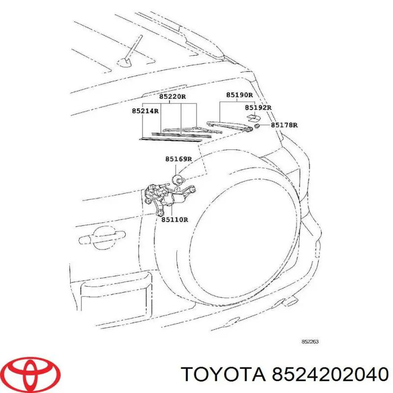 8524202040 Toyota limpiaparabrisas de luna trasera