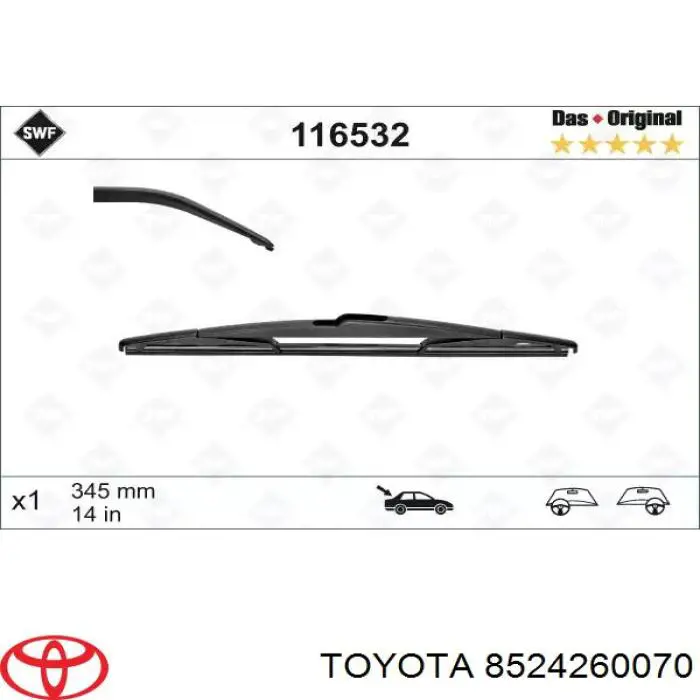 Escobilla del limpiaparabrisas trasero Toyota 8524260070 precio, desde 24,56 EUR