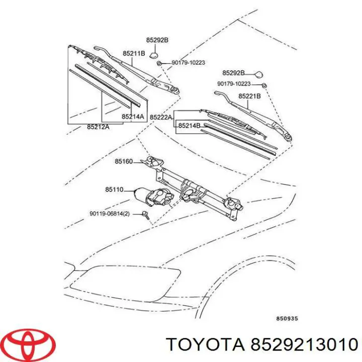 Tapa, brazo del limpiaparabrisas delantero para Toyota Camry (V30)