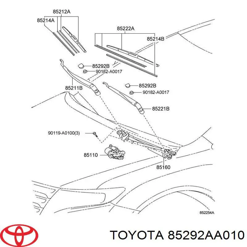 Tapa, brazo del limpiaparabrisas delantero para Toyota Venza (AGV1, GGV1)