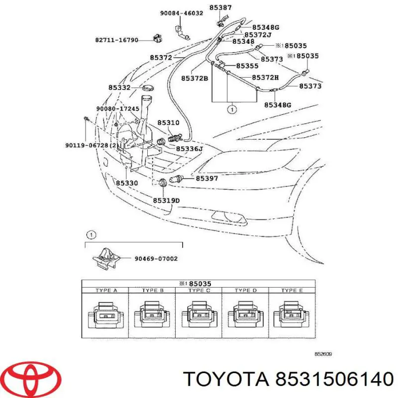 8531506140 Toyota depósito de agua del limpiaparabrisas