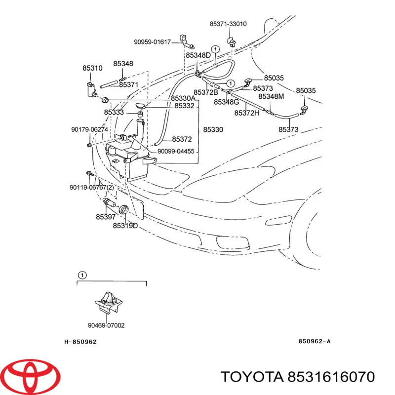 Tapa de depósito de limpiaparabrisas para Toyota Previa (R10, R20)