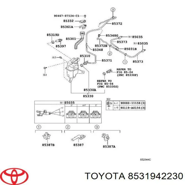8531942230 Toyota cuello del depósito de la lavadora