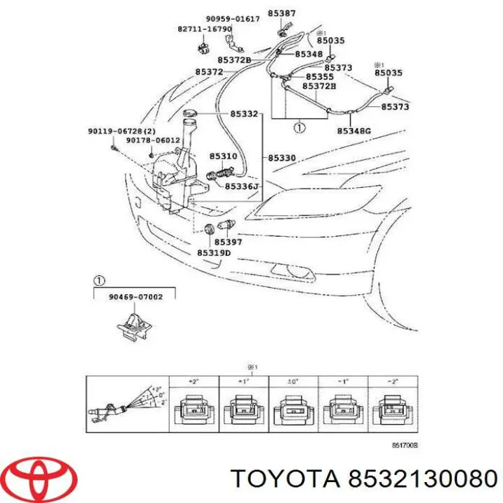 T de la sistema de lavado del parabrisas para Toyota Yaris (SP90)