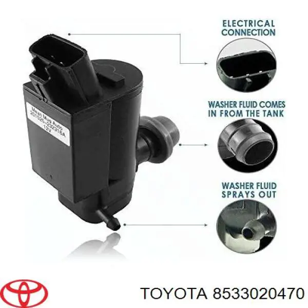 Bomba de agua limpiaparabrisas, delantera 8533020470 Toyota