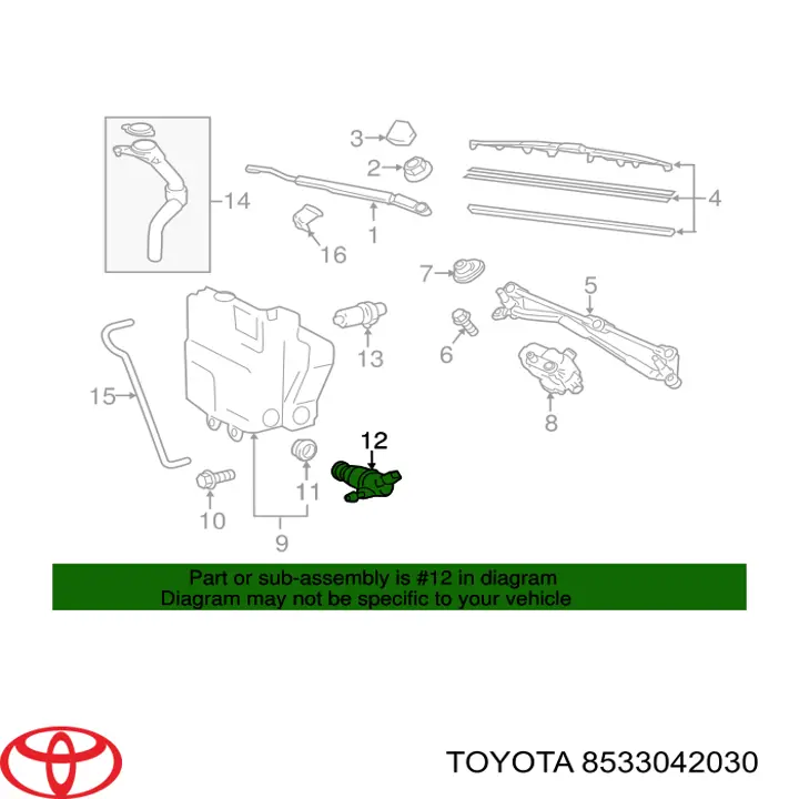 Bomba de limpiaparabrisas trasera para Toyota Scion 