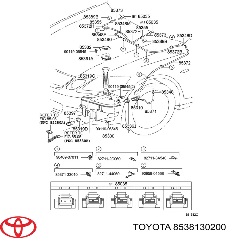 Boquilla del lavaparabrisas Toyota 8538130200 precio, desde 17,44 EUR