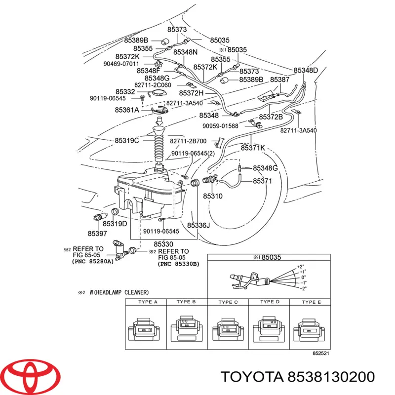 Comprar 8538130200 Toyota Boquilla del lavaparabrisas