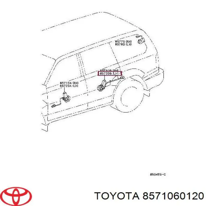 8571060120 Toyota motor eléctrico, elevalunas, puerta trasera izquierda