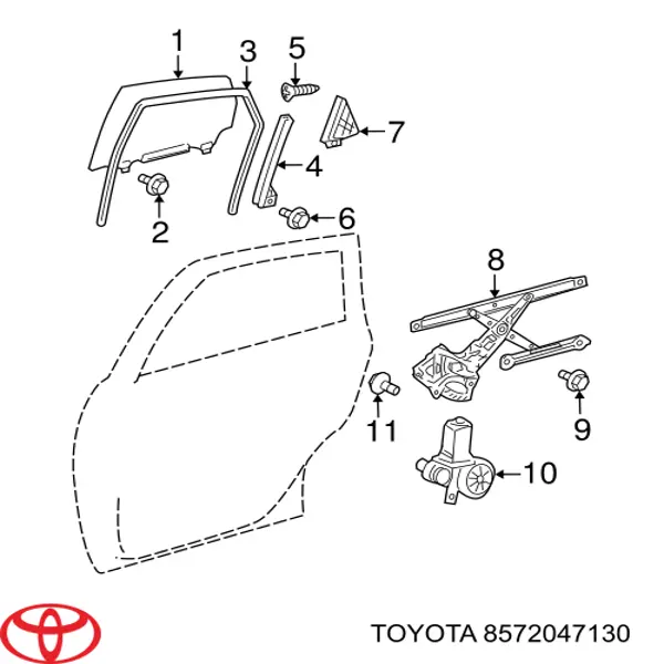8572047130 Toyota Motor del elevalunas de la puerta trasera izquierda