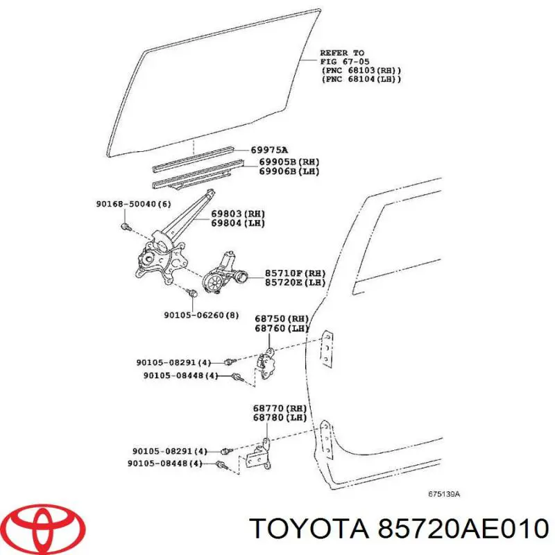 Motor del elevalunas de la puerta trasera derecha 85720AE010 Toyota