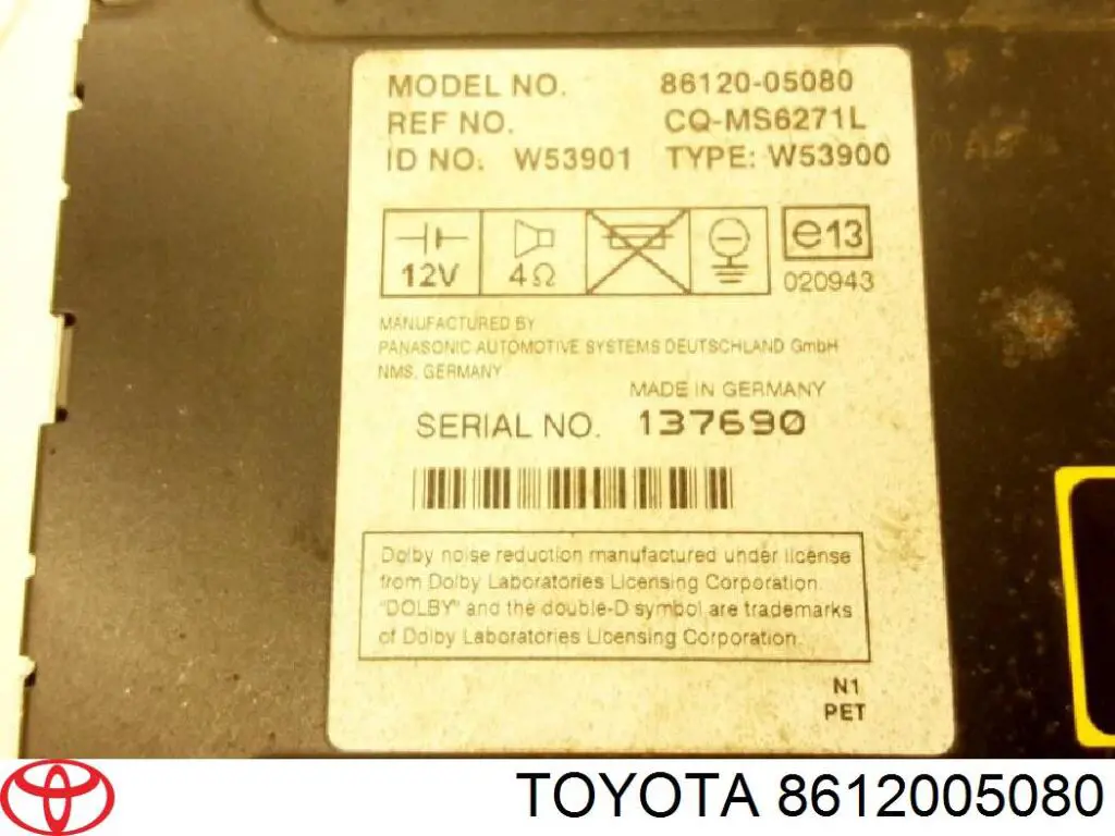 Radio AM/FM Toyota 8612005080 precio, desde 53,72 EUR