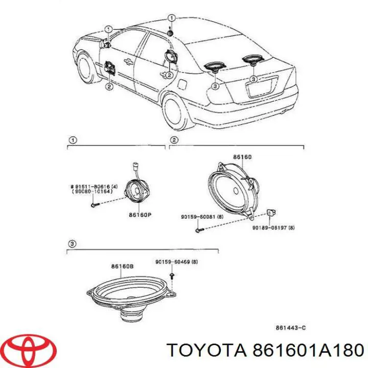 861601A180 Toyota altavoz estante trasero