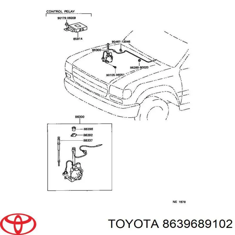 8639689102 Toyota tuerca de vástago de antena