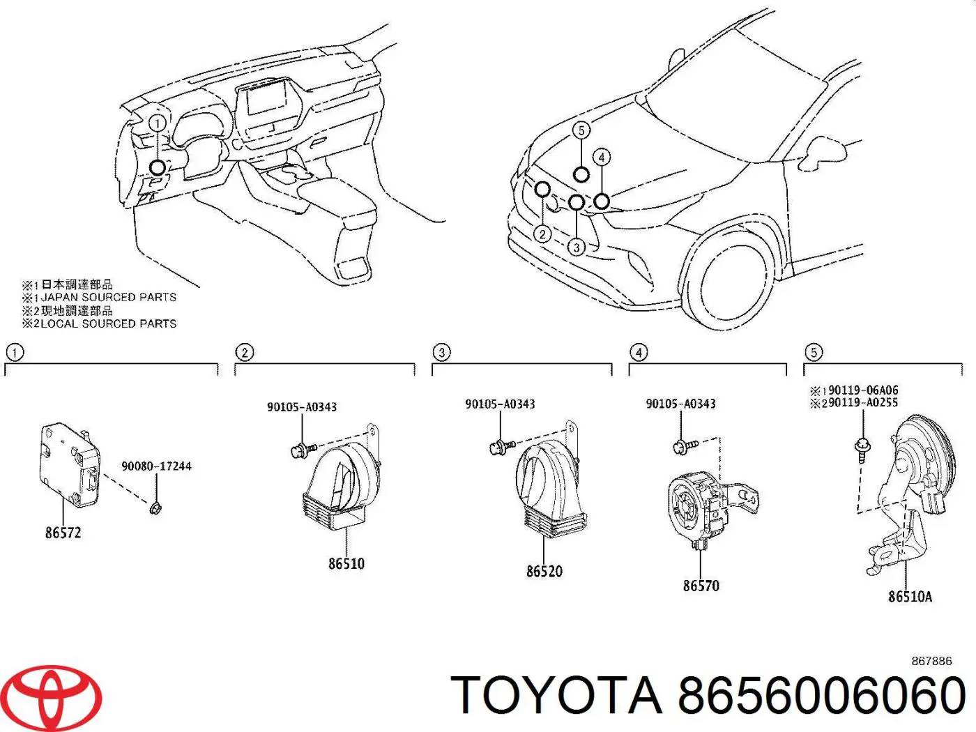 8656006060 Toyota campana alarma de sonido