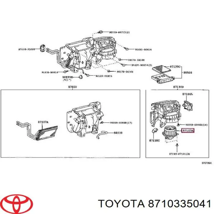 8710335041 Toyota motor eléctrico, ventilador habitáculo