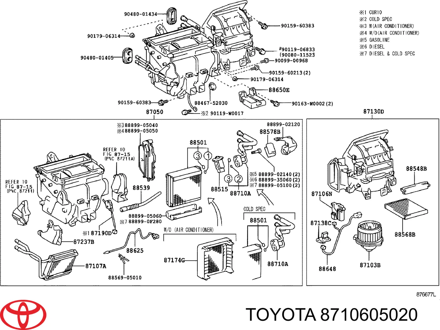 8710605020 Toyota motor de nivelacion calefaccion climatica ventilacion