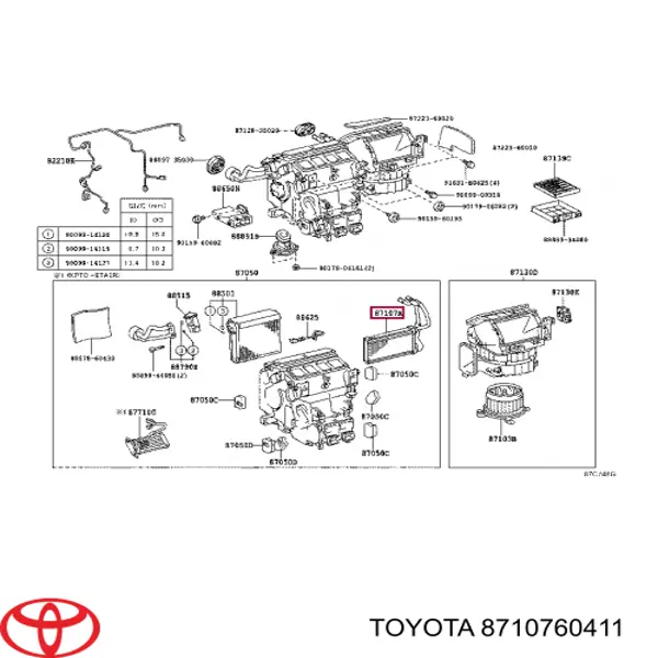8710760411 Toyota radiador de calefacción