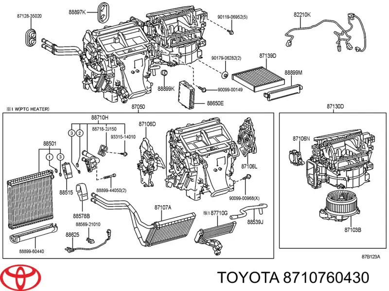 8710760430 Toyota radiador de calefacción