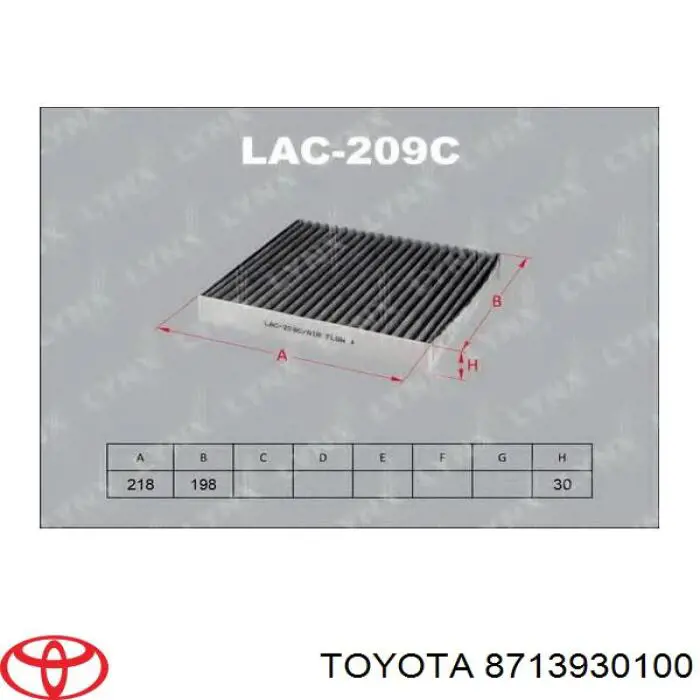 8713930100 Toyota filtro de habitáculo