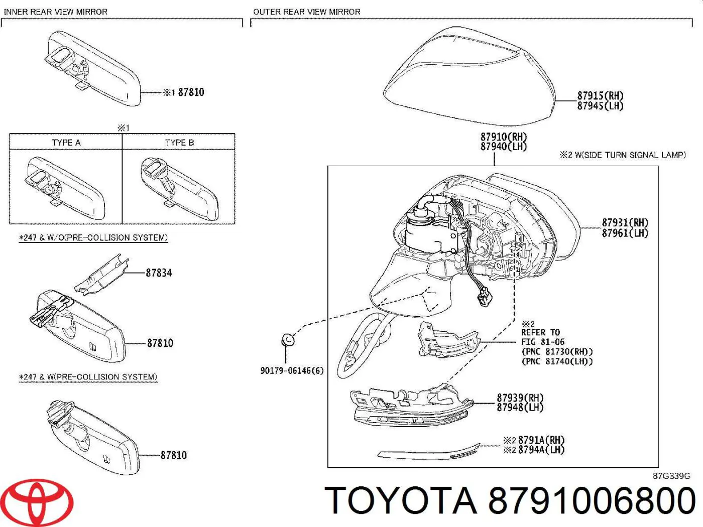 Superposicion(Cubierta) De Espejo Retrovisor Derecho Toyota Camry (V70)